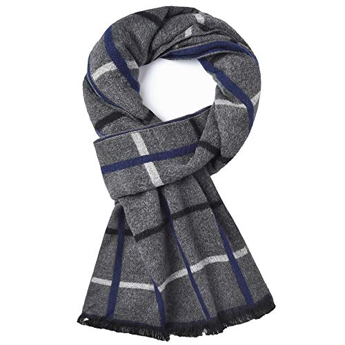 CUNDOU Cold Weather Scarves Thick Cashmere Scarf For Men Warm Soft Wool Scarf For Winter Autumn