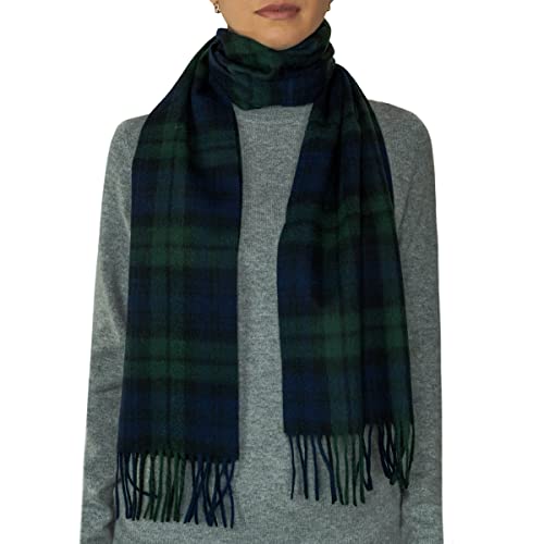 Oxfords Cashmere Lambswool Tartan Scarf, Black Watch