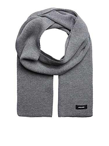 JACK & JONES Men’s Knitted Scarf Soft Plain Winter Neck Scarves - Gift for Men - One Size - Grey