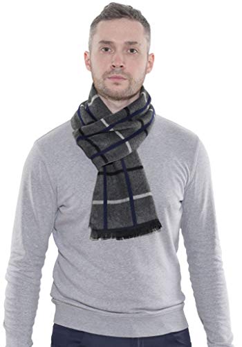 CUNDOU Cold Weather Scarves Thick Cashmere Scarf For Men Warm Soft Wool Scarf For Winter Autumn