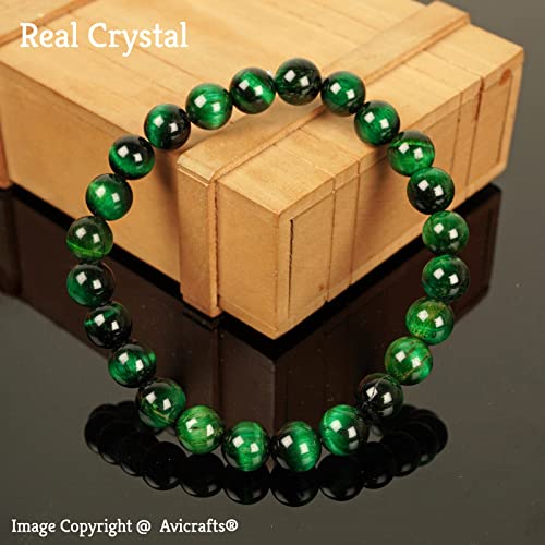 Green Tiger Eye Gemstone Bead Bracelet Stretch Chakra Energy Balance Protection Healing Gift for men & women 8mm