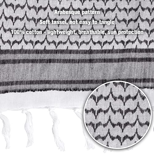 Chalier Fashion Shemagh Scarf Men/Women 100% Cotton Military Mens keffiyeh Scarf Tactical Desert Arab Scarf for Men,Yasser Arafat kufiya scarf Many Colours