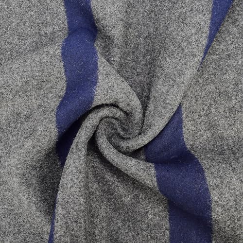 EINSKEY Winter Scarf for Men, 2-Pack Cashmere Wool Feel Long Fashion Scarf (Black & Blue (Color Block))