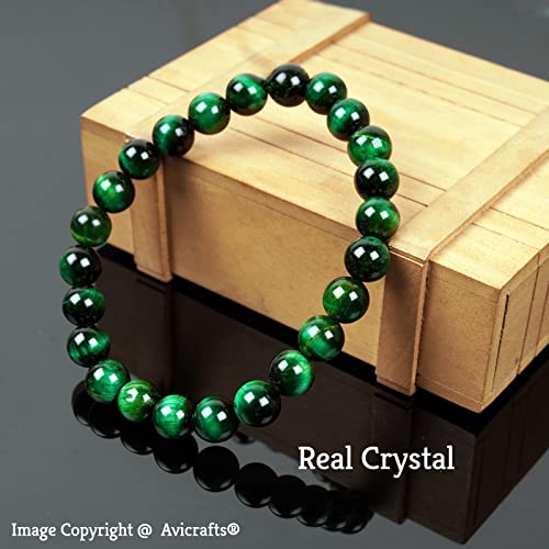 Green Tiger Eye Gemstone Bead Bracelet Stretch Chakra Energy Balance Protection Healing Gift for men & women 8mm