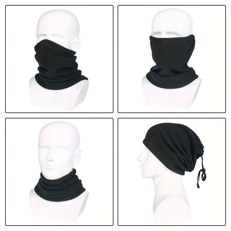 SUFFUSE Neck Warmer Scarf Snood Men Winter Thick Fleece Thermal Windproof Balaclava Mask Hat Neck Gaiter Tube For Mens Women Black