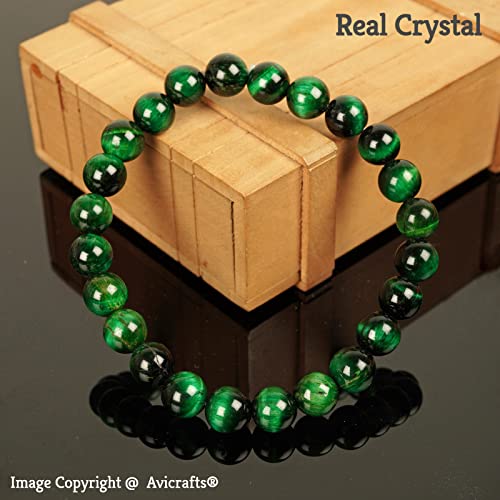 Green Tiger Eye Gemstone Bead Bracelet Stretch Chakra Energy Balance Protection Healing Gift for men & women 8mm