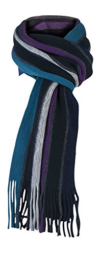 Giovanni Cassini Mens Italian Inspired warm Knitted striped winter scarf (New Turquoise Purple)