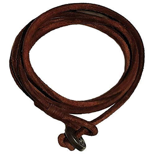 LOCAL LEAGUE Mens Leather Bracelet SURF PATROL AUSTRALIA - Fully Adjustable - NATURAL BROWN Multilayer Cord Surfer Wristband for Men Distressed Rope Festival Vacation BEACH Party, Boyfriend