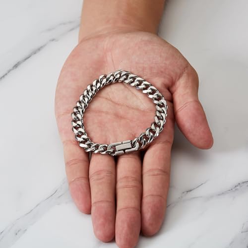 Philip Jones Men's 9mm Stainless Steel 8.5 Inch Curb Chain Bracelet