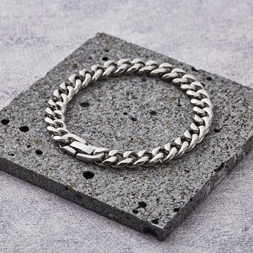 Philip Jones Men's 9mm Stainless Steel 8.5 Inch Curb Chain Bracelet