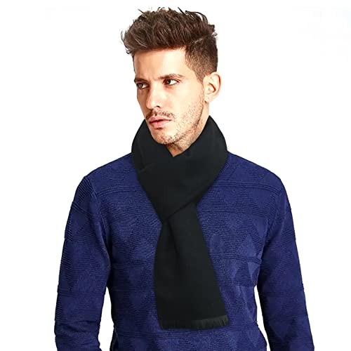 Gukasxi Men's Scarf, Warm Soft Winter Mens Scarf, Fashion Cashmere Feel Scarves Gentleman Classic Scarf Autumn Winter Thick Men's Scarf Winter Neck Warm Scarf (Black)