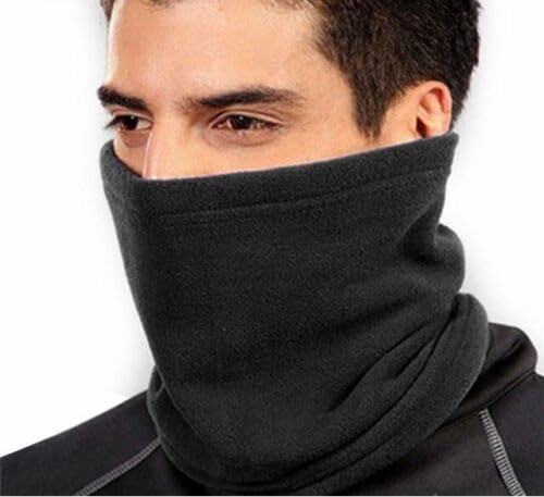 SUFFUSE Neck Warmer Scarf Snood Men Winter Thick Fleece Thermal Windproof Balaclava Mask Hat Neck Gaiter Tube For Mens Women Black