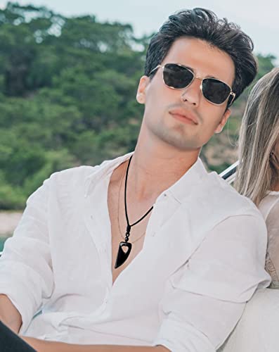 XIANNVXI Wolf Tooth Necklaces for Men Women Healing Crystals Pendant Necklaces Obsidian Crystal Necklaces Adjustable Rope Gemstone Reiki Jewellery