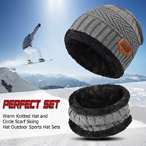 heekpek Scarf and Hat Set Unisex For Winter Knitted Beanie Hat and Circle Scarf For Ski and Outdoor Sports