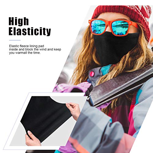 HEGCOIIE Neck Warmer Snood for Men & Women,Winter Neck Gaiter Fleece Bandana Face Covering Mask Windproof Neck Scarf Neckwear for Outdoor Sports Motorcycle Skiing Running Cycling (Black)