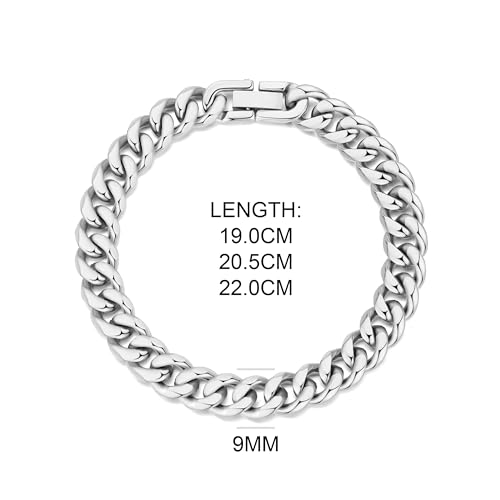 Philip Jones Men's 9mm Stainless Steel 8.5 Inch Curb Chain Bracelet