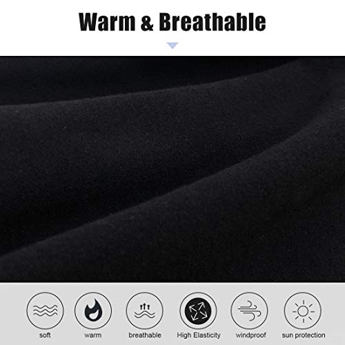 HEGCOIIE Neck Warmer Snood for Men & Women,Winter Neck Gaiter Fleece Bandana Face Covering Mask Windproof Neck Scarf Neckwear for Outdoor Sports Motorcycle Skiing Running Cycling (Black)