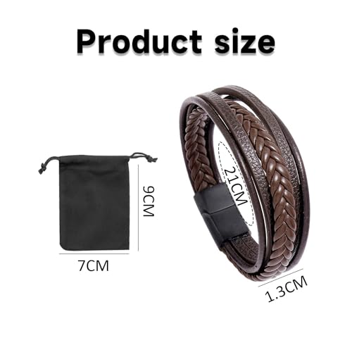 1 Braided Bracelet with 1 Storage Bag, Bracelet, Men's Leather Bracelet, Personalized Bracelet, Magnetic Vintage Bracelet, Friendship Bracelet, Men's Jewelry Bracelet, Suitable for Holiday Gifts.