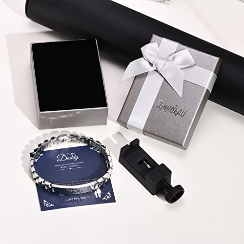 TempBeau Daddy Gifts Mens Bracelet : Engraved Dad Silver Link Chains Stainless Steel 21cm Jewelry Gift in Father's Day Birthday Thanksgiving Christmas