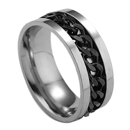 Holibanna Simple Finger Ring Stainless Steel Ring Fidget Band Rings Cool Spinner Rings Fashion Finger Accessories Jewelry Gift for Man Women Lover Boy Street (Black)