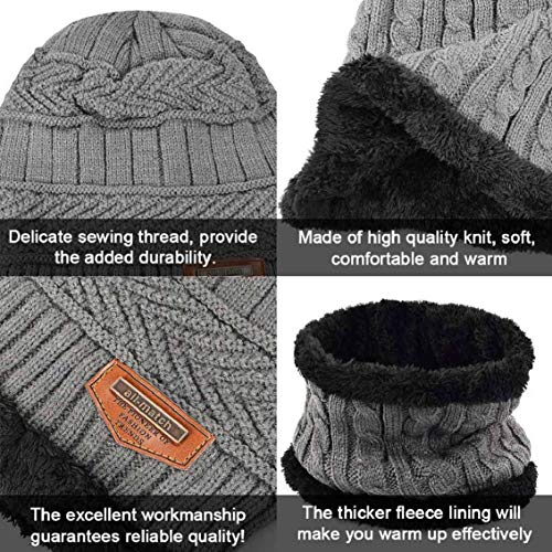 heekpek Scarf and Hat Set Unisex For Winter Knitted Beanie Hat and Circle Scarf For Ski and Outdoor Sports