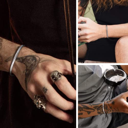 VNOX Viking Jewelry-Viking Runes of Nordic Amulet Bracelet for Men Mobius Cuff Bangle for Men Women Stainless Steel Viking Fans Jewelry Gift, Diameter 64mm,silver