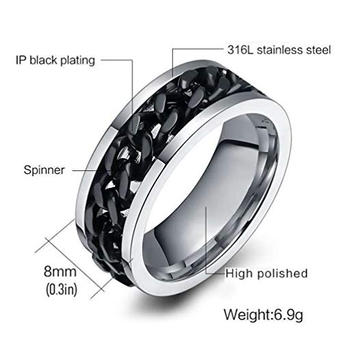 Holibanna Simple Finger Ring Stainless Steel Ring Fidget Band Rings Cool Spinner Rings Fashion Finger Accessories Jewelry Gift for Man Women Lover Boy Street (Black)