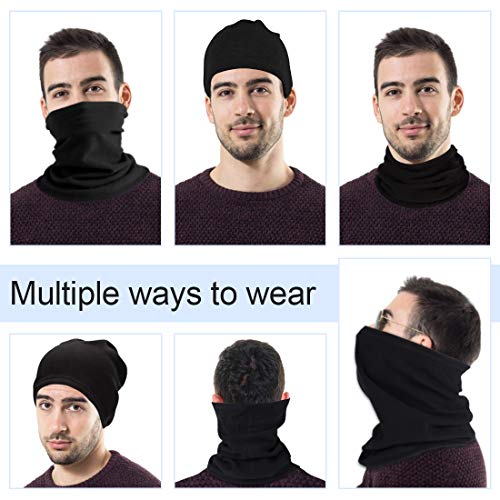 HEGCOIIE Neck Warmer Snood for Men & Women,Winter Neck Gaiter Fleece Bandana Face Covering Mask Windproof Neck Scarf Neckwear for Outdoor Sports Motorcycle Skiing Running Cycling (Black)
