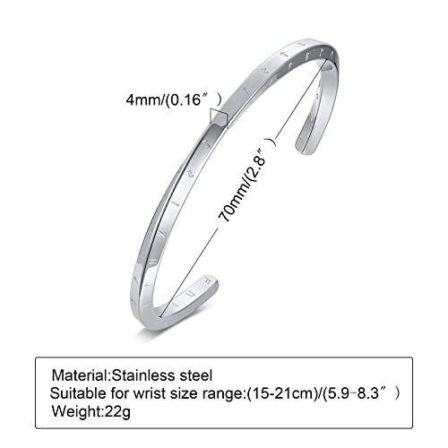 VNOX Viking Jewelry-Viking Runes of Nordic Amulet Bracelet for Men Mobius Cuff Bangle for Men Women Stainless Steel Viking Fans Jewelry Gift, Diameter 64mm,silver