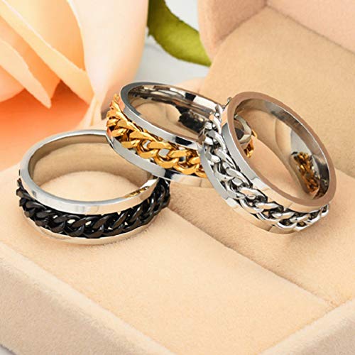 Holibanna Simple Finger Ring Stainless Steel Ring Fidget Band Rings Cool Spinner Rings Fashion Finger Accessories Jewelry Gift for Man Women Lover Boy Street (Black)