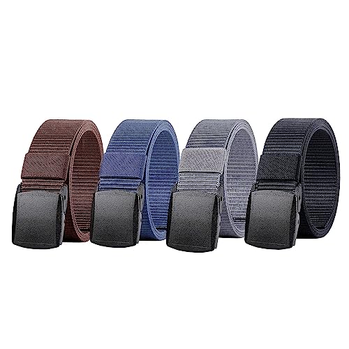 Moshero 4PCS Work Belts for Men, Unisex Nylon Canvas Belt for Men and Women, Adjustable Nylon Fabric Belt with Plastic Buckle Length 130 cm, Width 3.8 cm