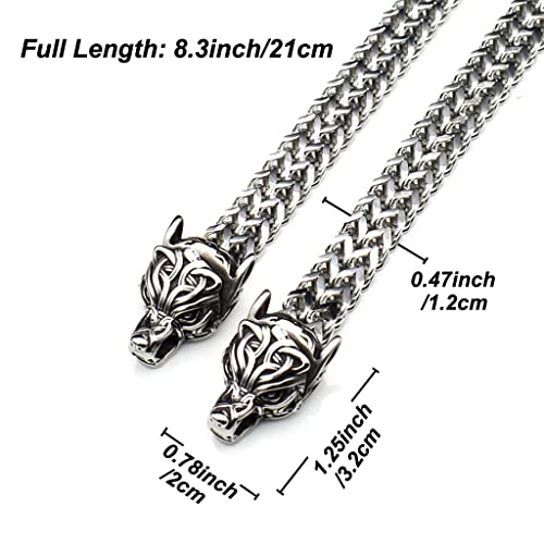 JAOYU Wolf Head Bracelet Viking Bracelet for Men Amulet Norse Bracelet Arm Ring Stainless Steel Cuff Bangle Pagan Jewellery