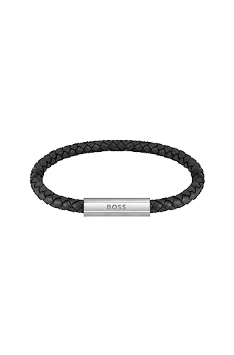 BOSS Jewelry Men's BRAIDED LEATHER Collection Bracelet Black - 1580152