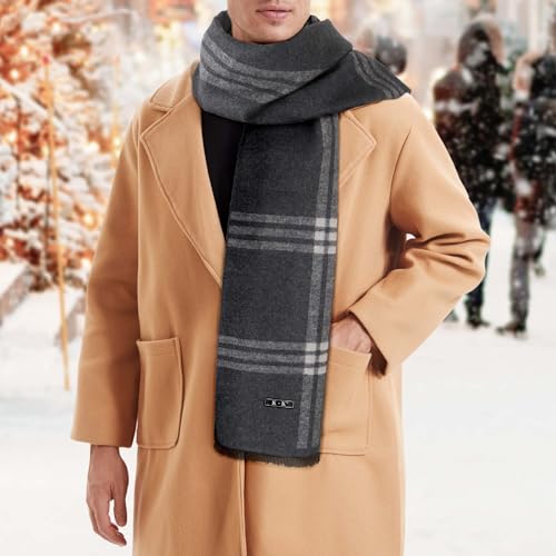 ECOMBOS Mens Scarf - Winter Scarf for Men Tartan Warm Plaid Long Scarves Classical Cashmere-like Knitted Scarf Shawl Neck Wrap