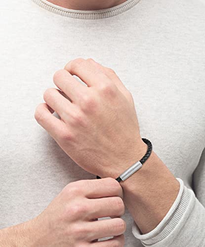 BOSS Jewelry Men's BRAIDED LEATHER Collection Bracelet Black - 1580152