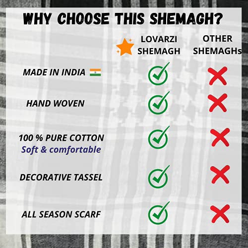 Shemagh Scarf for Men and Women - Black and White desert bandana arab head scarf men - Neck Scarfs Face Covering - Keffiyeh Palestine Scarves - Palestinian square cotton