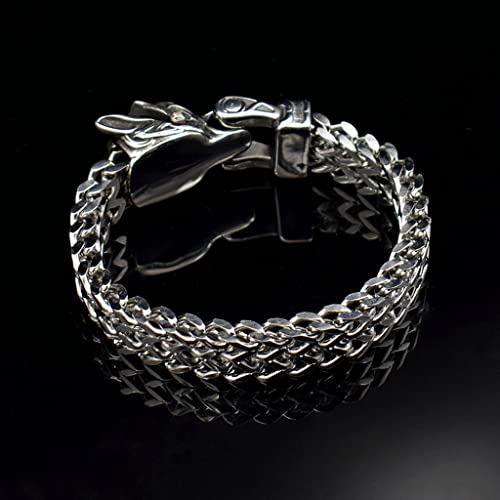 JAOYU Wolf Head Bracelet Viking Bracelet for Men Amulet Norse Bracelet Arm Ring Stainless Steel Cuff Bangle Pagan Jewellery