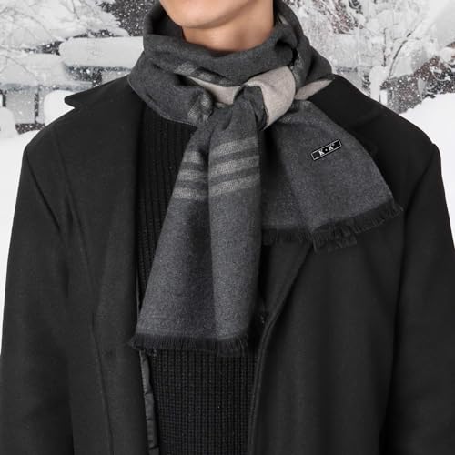 ECOMBOS Mens Scarf - Winter Scarf for Men Tartan Warm Plaid Long Scarves Classical Cashmere-like Knitted Scarf Shawl Neck Wrap