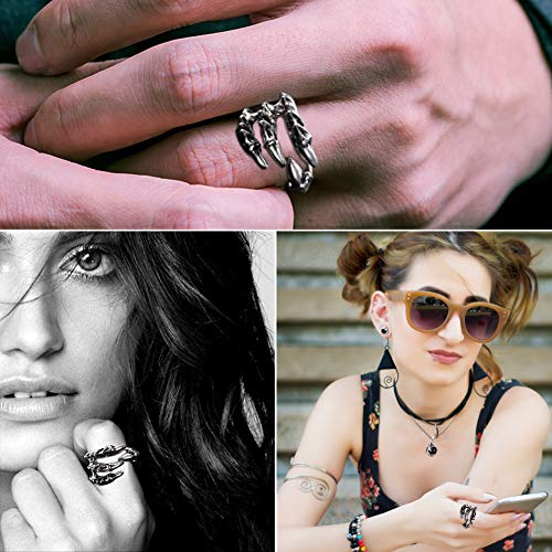 EQLEF Dragon Claw Jewellery Set, Gothic Dragon Claw necklace Alloy/Dragon Stud Earrings/Mens Dragon Ring Gift for Punk Lovers(3 pcs)