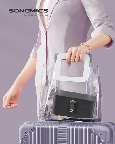 SONGMICS Jewellery Box, 2-Layer Jewellery Storage, 11 x 16 x 8 cm Travel Jewellery Box, Portable Jewellery Case, Small, Spacious, for Larger Accessories, Gift Idea, Slate Grey JBC166G01