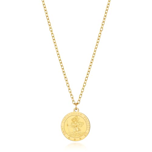 Philip Jones Men's Gold Plated Stainless Steel St Christopher Necklace