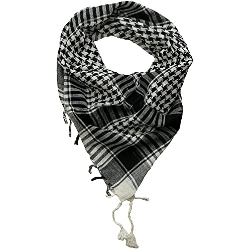 Shemagh Scarf for Men and Women - Black and White desert bandana arab head scarf men - Neck Scarfs Face Covering - Keffiyeh Palestine Scarves - Palestinian square cotton