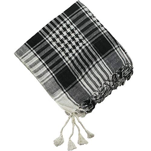 Shemagh Scarf for Men and Women - Black and White desert bandana arab head scarf men - Neck Scarfs Face Covering - Keffiyeh Palestine Scarves - Palestinian square cotton