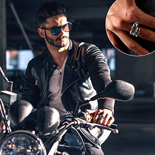 EQLEF Dragon Claw Jewellery Set, Gothic Dragon Claw necklace Alloy/Dragon Stud Earrings/Mens Dragon Ring Gift for Punk Lovers(3 pcs)