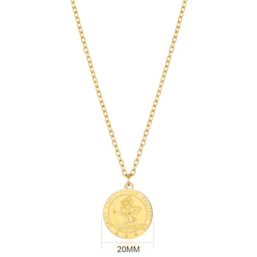 Philip Jones Men's Gold Plated Stainless Steel St Christopher Necklace