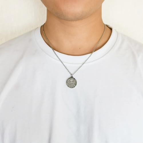 Philip Jones Men's Stainless Steel St Christopher Necklace