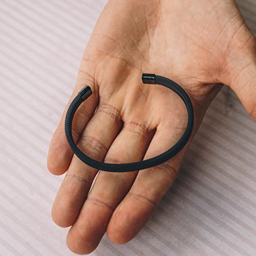 Philip Jones Men's Black Stainless Steel Mesh Cuff Bracelet