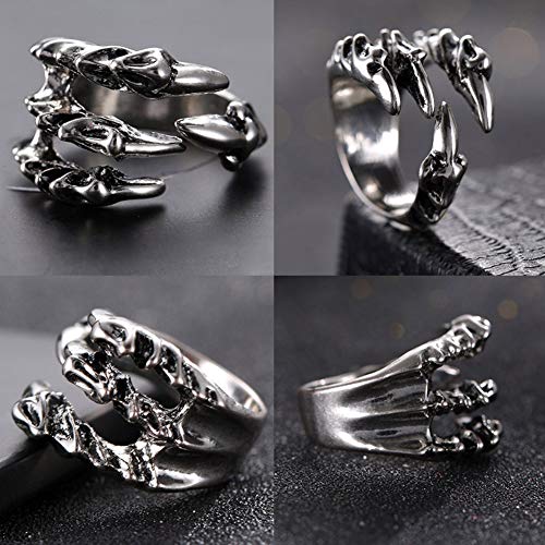 EQLEF Dragon Claw Jewellery Set, Gothic Dragon Claw necklace Alloy/Dragon Stud Earrings/Mens Dragon Ring Gift for Punk Lovers(3 pcs)