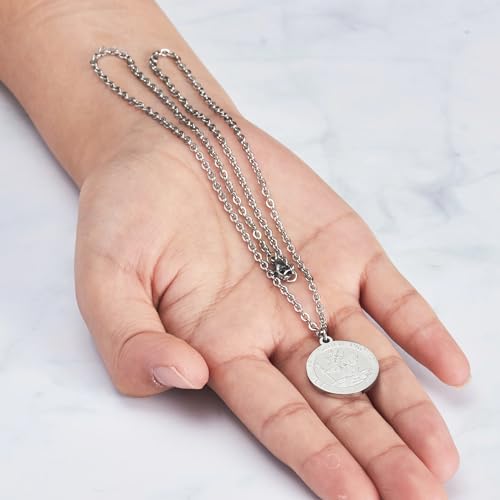 Philip Jones Men's Stainless Steel St Christopher Necklace