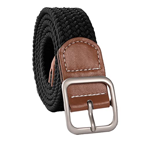 Beaface Belts for Men Elastic, Men Belts Elasticated Stretch Belts for Men, Vintage Casual Belts for Men Jeans Shorts Trousers, Braided Woven Belts (Black)